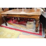 An Edwardian oak dining table/snooker table combined
