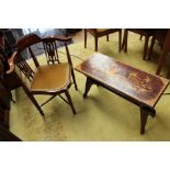 An Edwardian inlaid low table, inlaid with marquetry depicting a dragon,