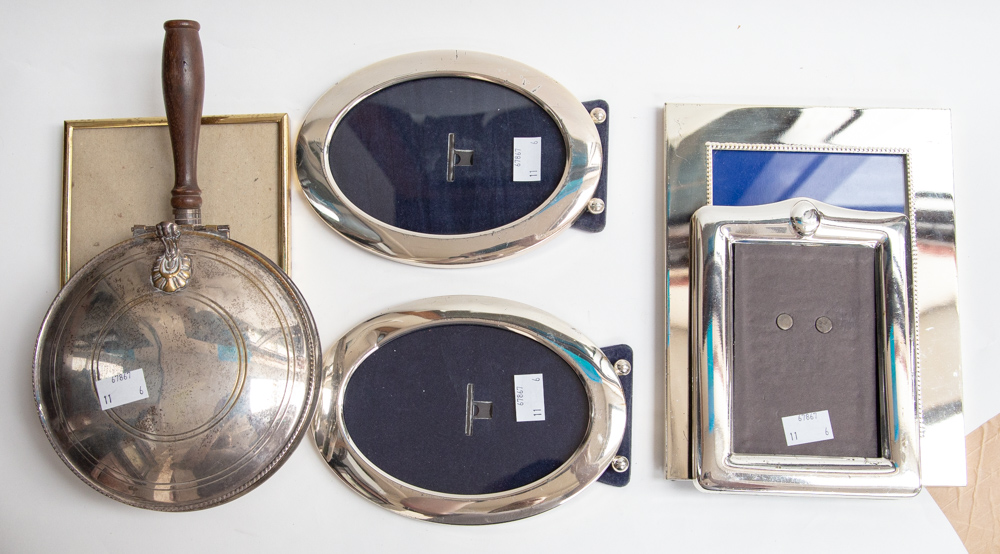 A collection of silver plate including an Italian muffin dish, four white metal frames, - Image 2 of 3