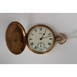 A 9ct gold Waltham hunter pocket watch, subsidiary seconds dial, 95.