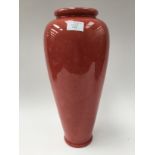 Burmantofts, a large faience vase, 1316, tapered shouldered form, pink mottled glaze,