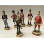 Continental porcelain, six soldiers: Royal Artillery, 2nd foot guard,