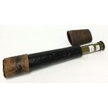 Telescope, L. Casella, Three Draw Tapered Brass Body covered with Leather.