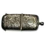 A silver sovereign vesta case with foliate and scroll engraving af