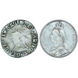 Crown 1889 and Elizabeth 1st Shilling (2)