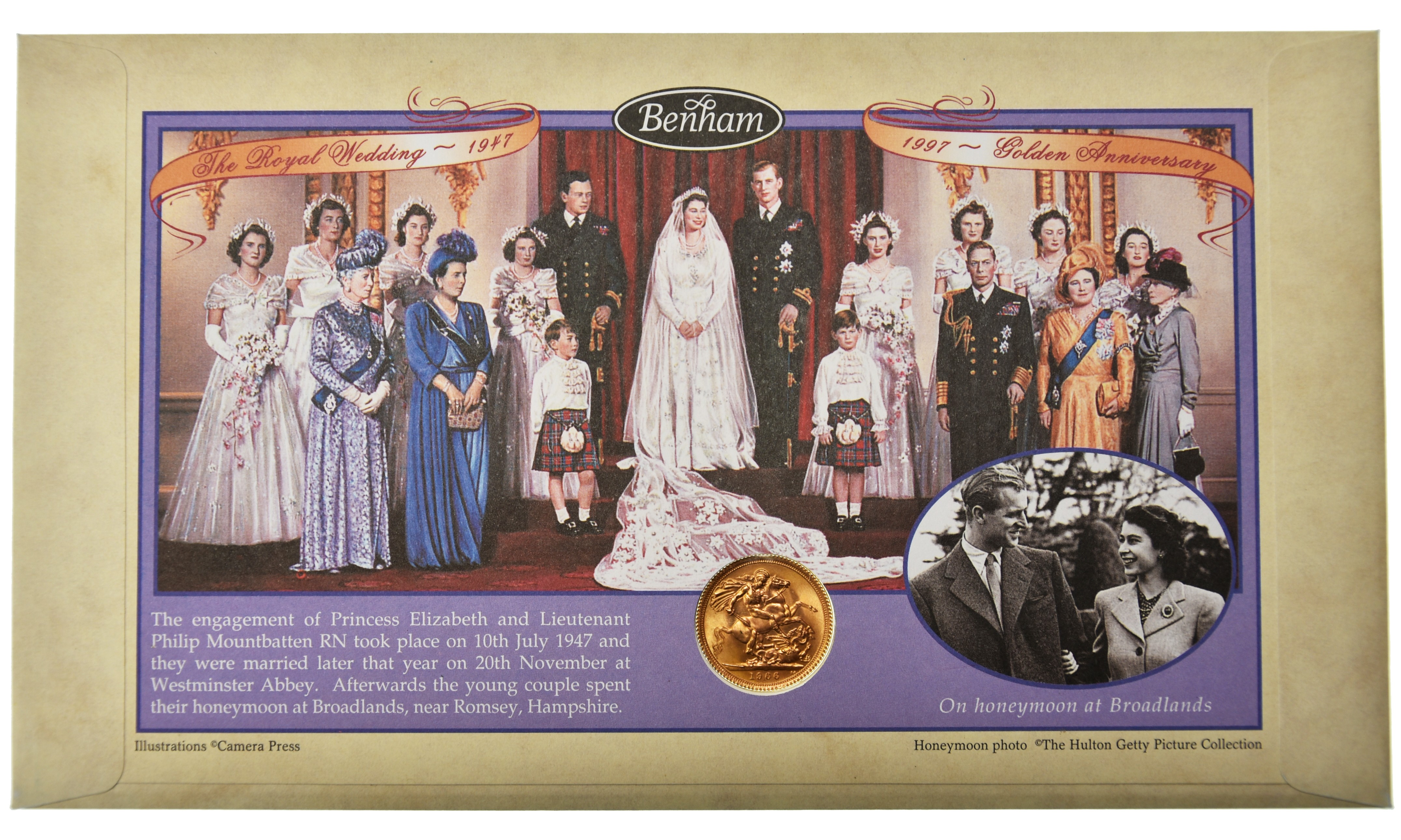 Gold Sovereign Golden Wedding 1947-1997