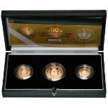 Gold Proof 3 Coin Sovereign Set 2002. Cased as issued with certificate.