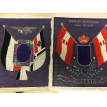 Two Japanese embroidered silk flag pictures possibly relating to the 1905 Boxer rebellion.