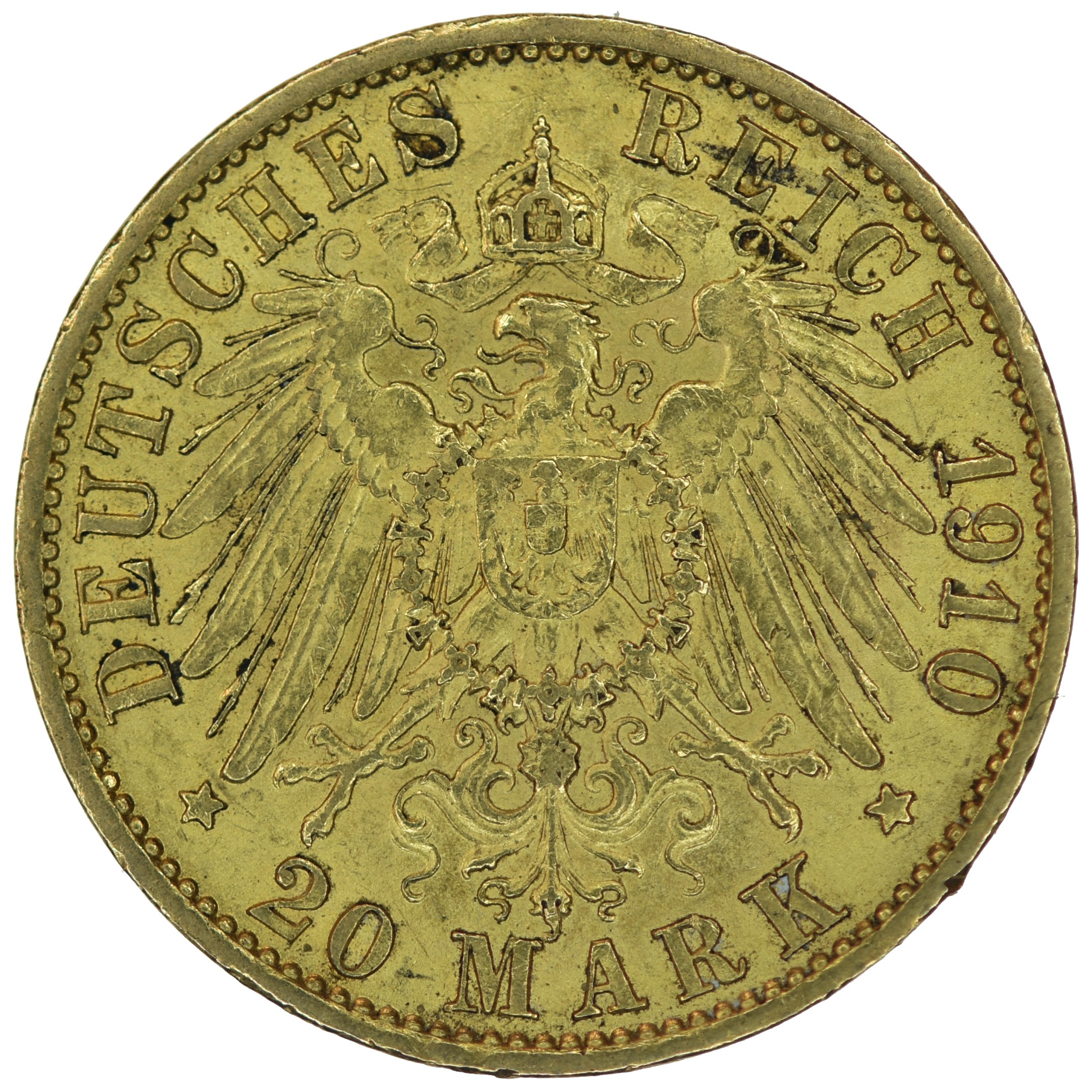 **REOFFER IN AUG A&C £150-£200** Germany Gold Twenty Marks 1910 A. - Bild 2 aus 2