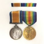 WW1 British War Medal and Victory Medal to 114160 Gnr A Hawkins, RA. With ribbons mounted on a bar.