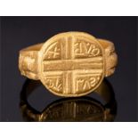 VisiGothic Gold Ring with Cross, 7th century AD A gold ring with shank decorated with plaited rope