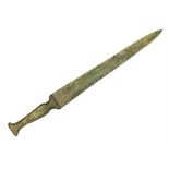 Luristan Dagger, 2nd millennium BC A bronze dagger with long leaf shaped blade, the handle with