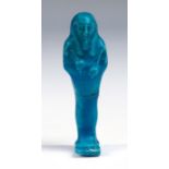 Egyptian Ptolemaic Period Faience Shabti, C. 4th Century BC. A bright blue faience mummiform