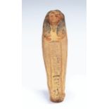 Egyptian Painted New Kingdom Shabti, C. 1200 BC. A well detailed shabti with painted details