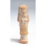 Egyptian terracotta shabti figure, C. 1000 BC. A large ceramic shabti figure formed as a recumbent