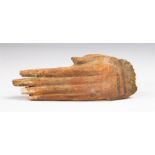 Egyptian Wooden Hand from a Coffin, Late Period, 664-332 BC.   A wooden hand from a coffin with