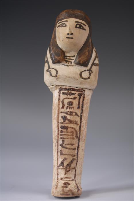 Egyptian faience shabti figure section, New Kingdom, C. 1200 BC. A replenished Egyptian New