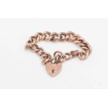 9ct rose gold bracelet, Victorian foliate pattern plus padlock, weight approx 18.