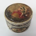 An antique ivory circular lidded patch box,