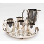 A Hotel Ware 1930's style Silver plated Cider set comprising of Tray, Jug and five mugs.