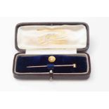 18ct gold old cut diamond set shirt stud/stick pin, boxed,