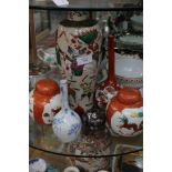 Pair of oriental ginger jars together with 2 vases,