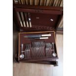 Part canteen of silver cutlery including spoons, knives, etc,