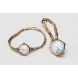 A ladies 9ct gold 1920s circa bracelet watch;