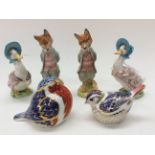 Royal Crown Derby birds with gold stoppers x 2,