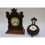 An Ansonia USA Clock Company, New York, mantle clock with enamelled dial, Roman numerals,