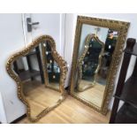 Two over mantle mirrors, 20th century gilt framed,