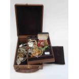 Jewellery box assortment to include silver hallmarked bamboo style hinged bangle,