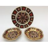 Royal Crown Derby Imari two small dishes and a small plate