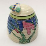 Clarice Cliff for Newport Pottery, a Blue Autumn beehive honey pot, Fantasque Bizarre marks,