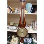 A 19th Century mahogany banjo barometer and thermometer,
