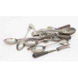 A collection of horn and plated flatware to include knives,