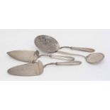 4 islamic silver plated food servers ornately chased engraved with engraved handles