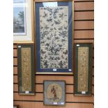 A group of mounted Chinese embroideries (four frames)