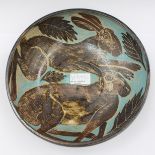 A late 20th Century abstract Studio pottery fruit bowl,