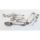 A spoon together with EPNS flat ware