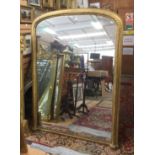 A 19th century carved giltwood over mantle mirror with rope twist decoration frame, height 175cm,