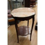 A 19th Century French rosewood two-tier occasional table, marble top,