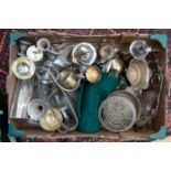 A quantity of silver plated wares to include two canteens, flatware, teaset,