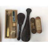 Scientific instruments, to include scales, magic lantern slides,