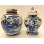 A Chinese blue and white baluster jar and cover,