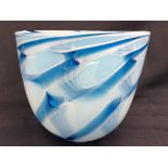 Blue and white Studio glass bowl,