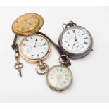 Continental silver marked Victorian open faced pocket watch, Fattorini & Sons Ltd,