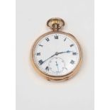 A9ct gold gentleman's pocket watch having white enamelled dial,