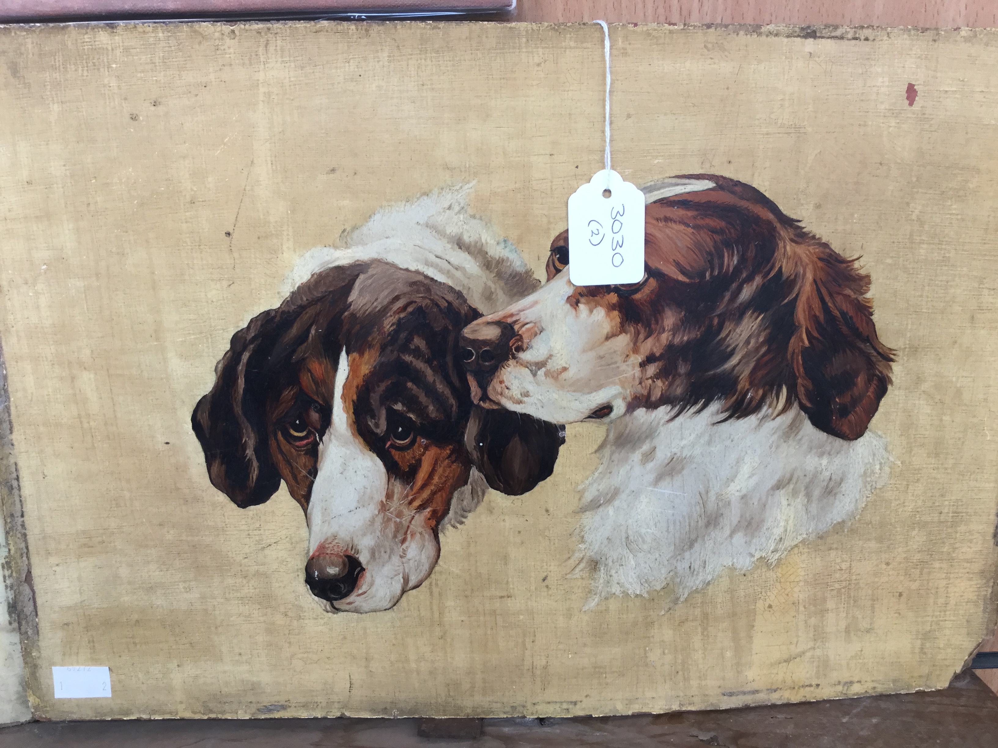 Two oils on board study of dogs heads - Image 2 of 2