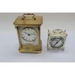 A large 'Rapport', London, battery driven mantle clock in carriage clock styling, brass casing,